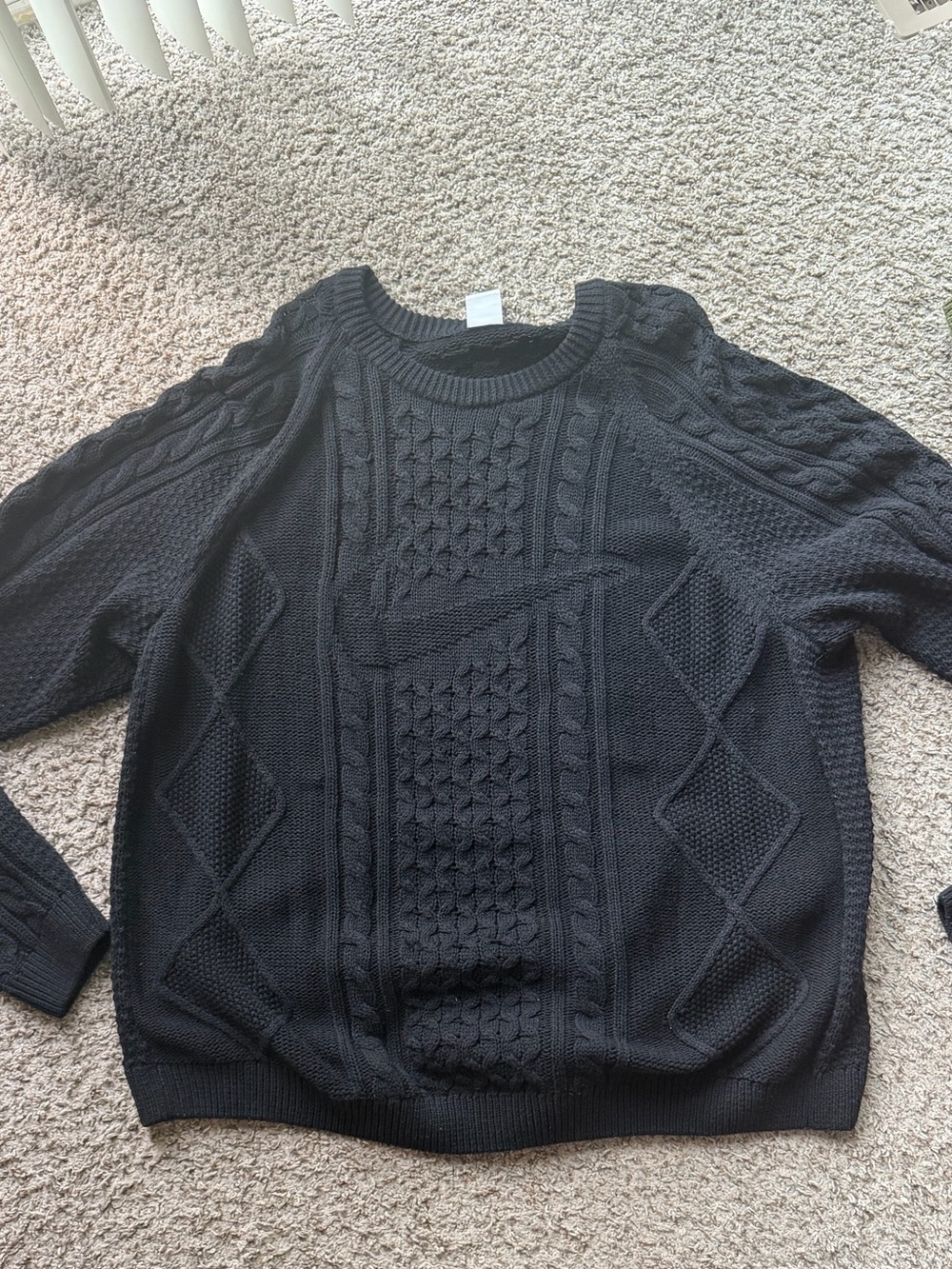 Nike Men's Black Cable Crewneck Sweater